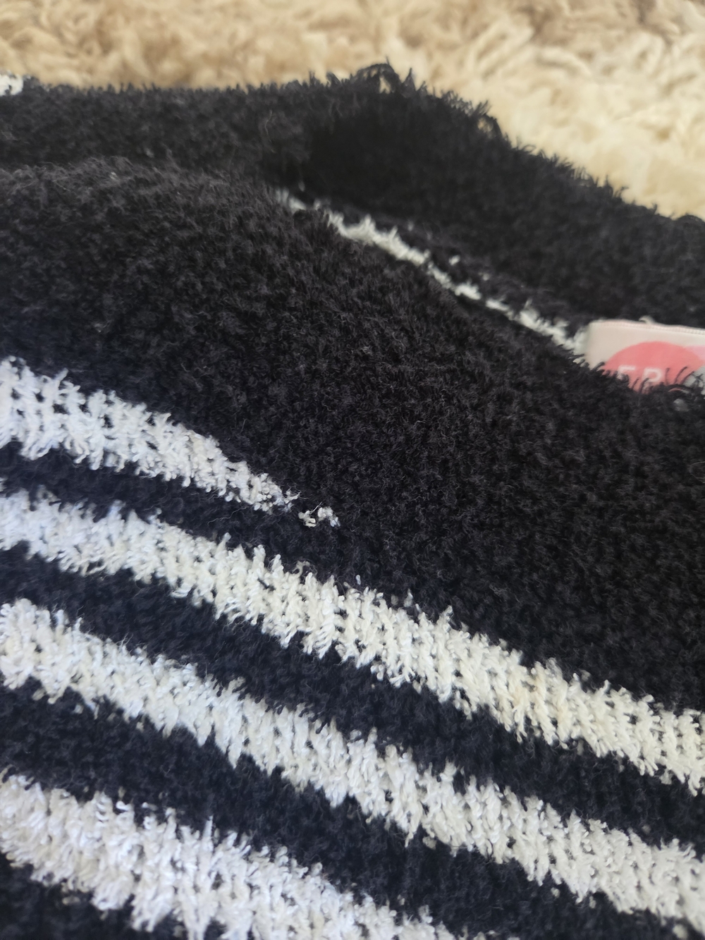 Black and White Striped Crewneck Sweater - Relaxed Knit Pullover - Picture 5 of 5